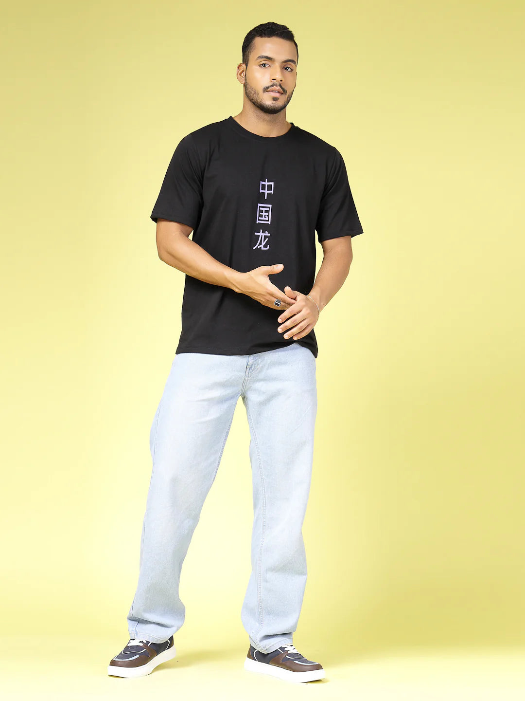 Men Bold Print Cotton Fabric Jersey Oversized Tshirt