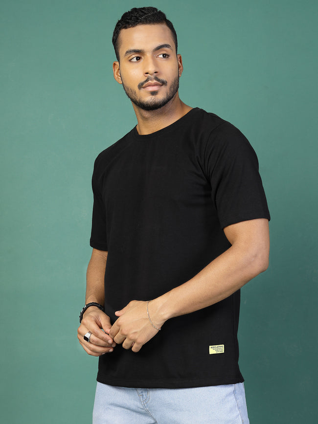 Men Black Oversized Printed T-shirt