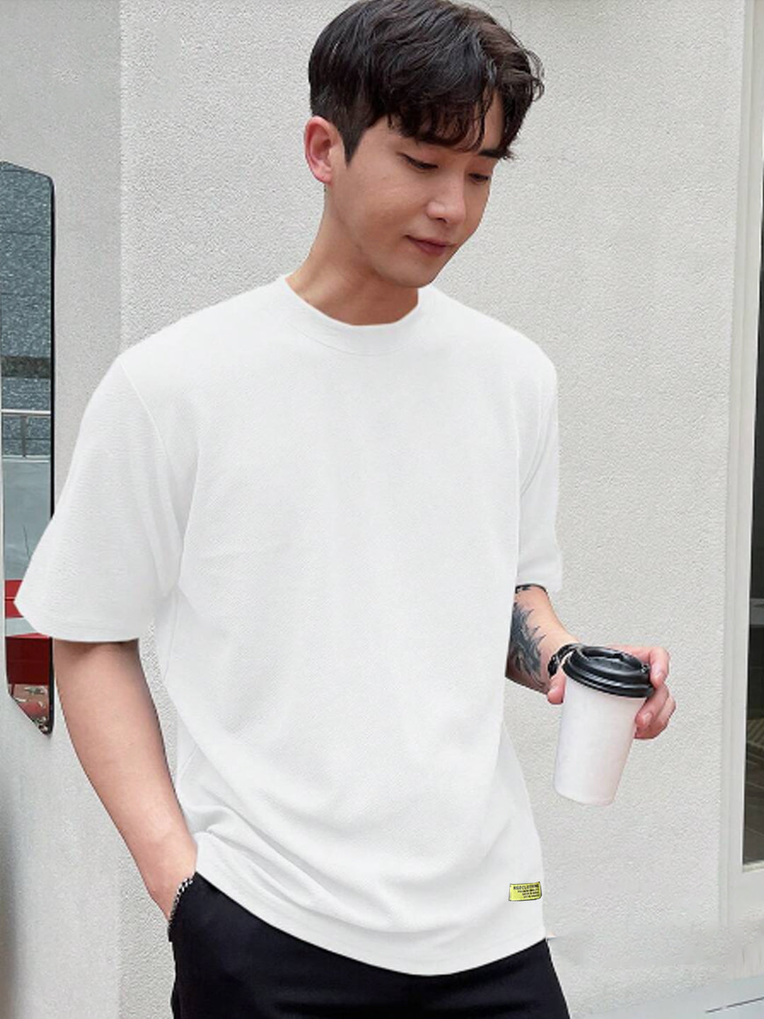 Men White Oversized Printed T-shirt
