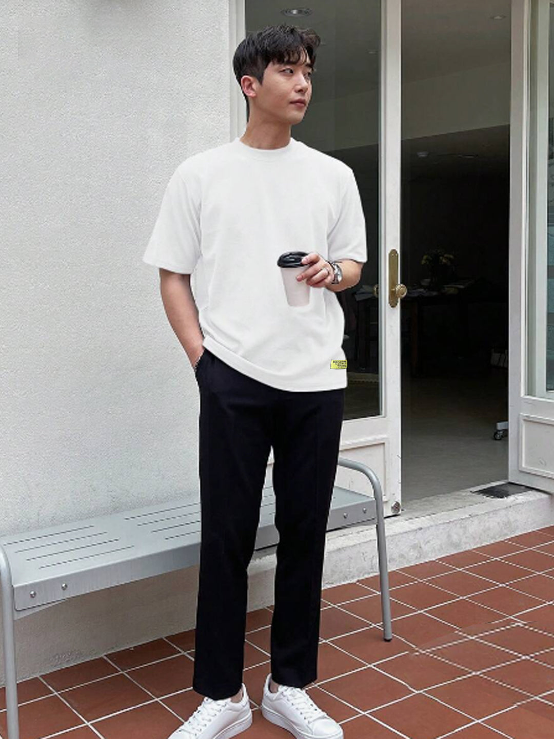 Men White Oversized Printed T-shirt