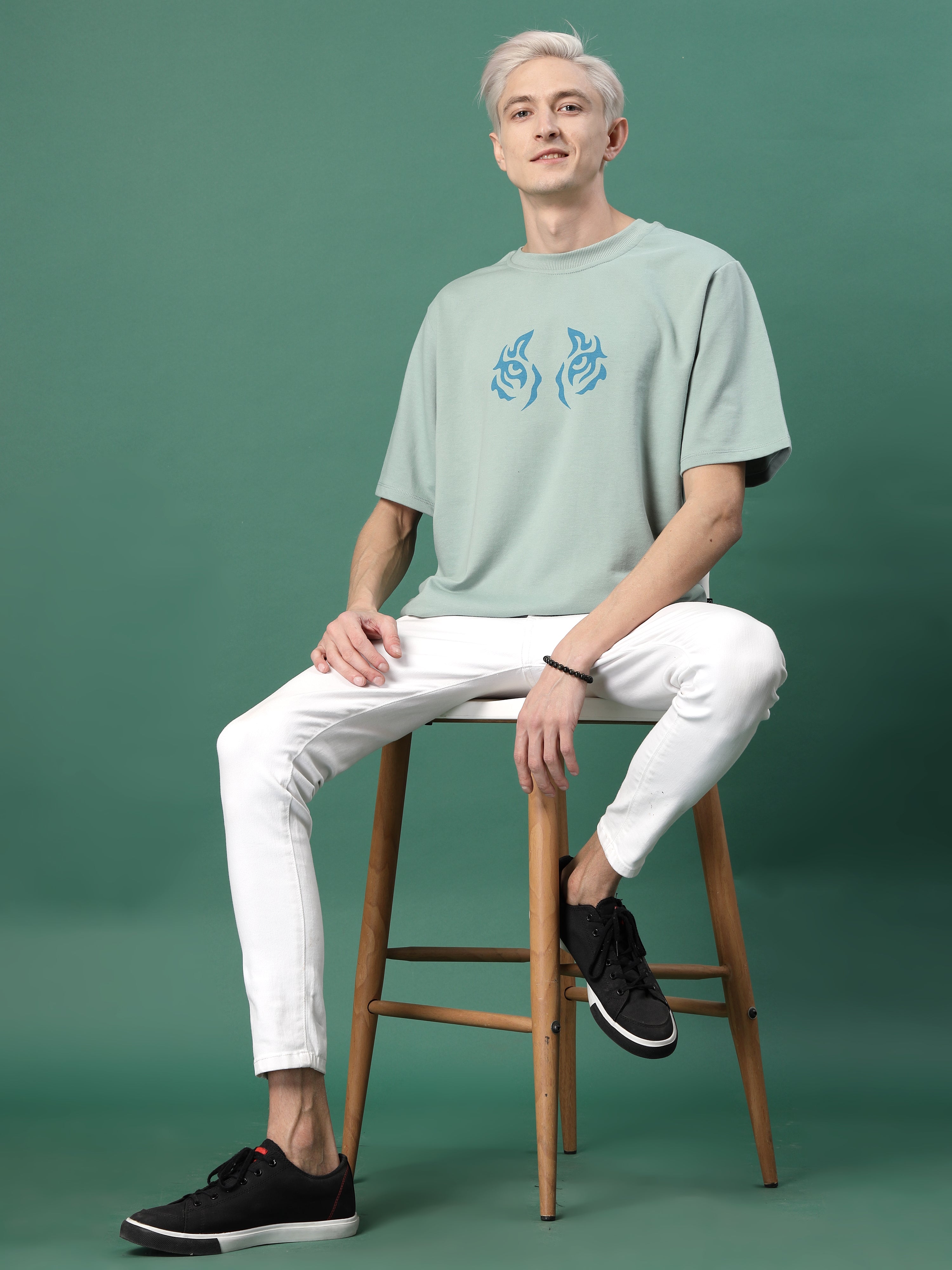 Men Bold Quirky Prints Oversized Terry Tees