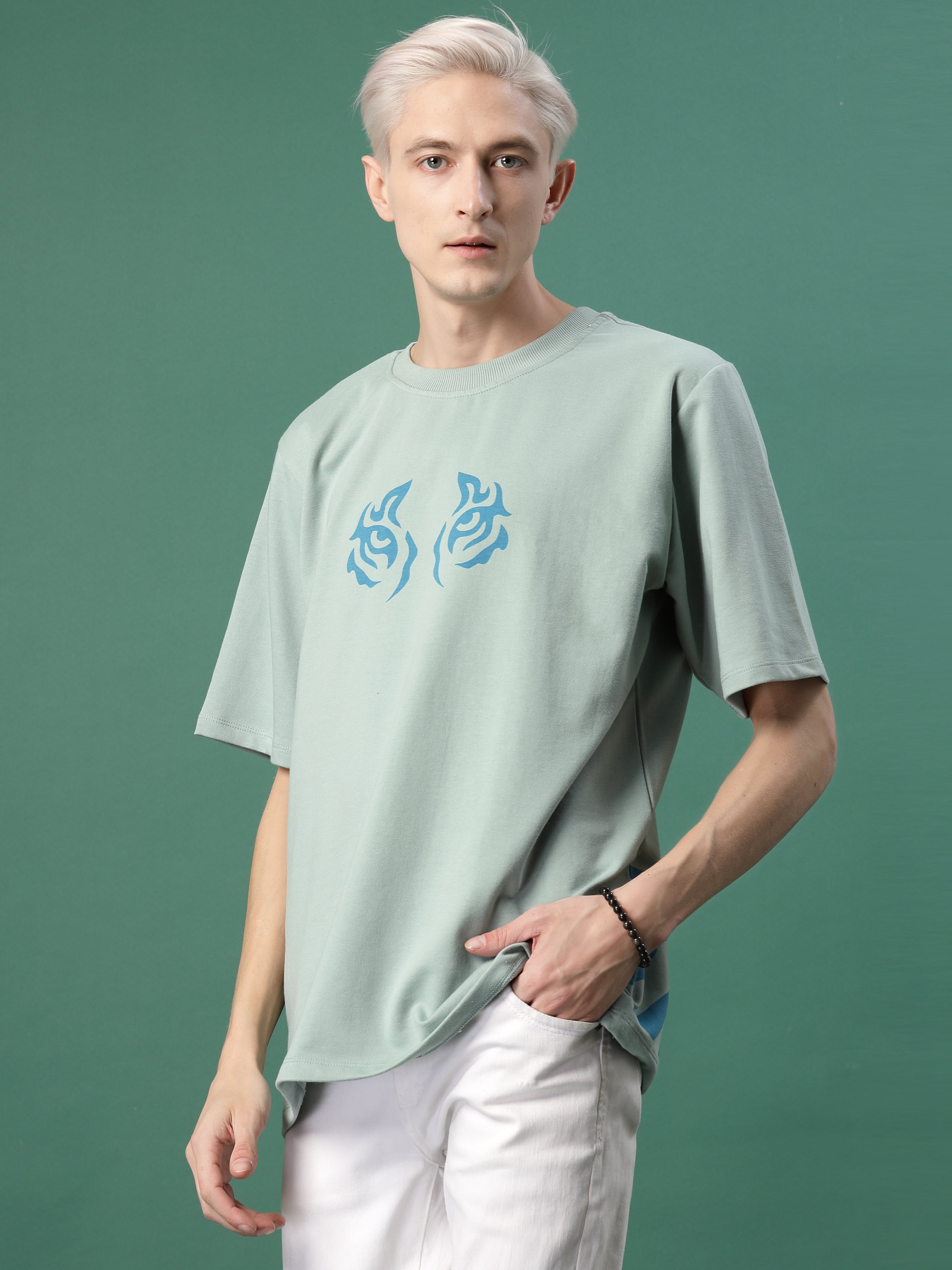 Men Bold Quirky Prints Oversized Terry Tees