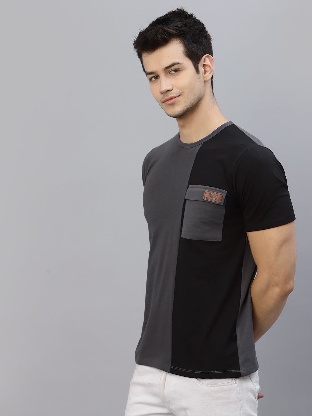 Men Grey Colorblocked T-shirt