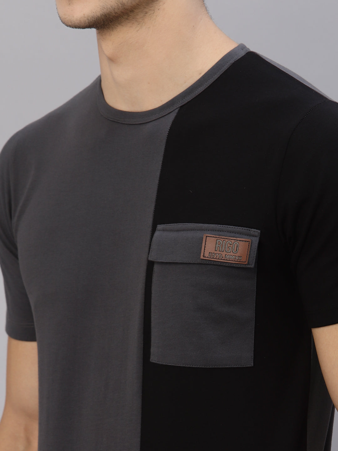 Men Grey Colorblocked T-shirt