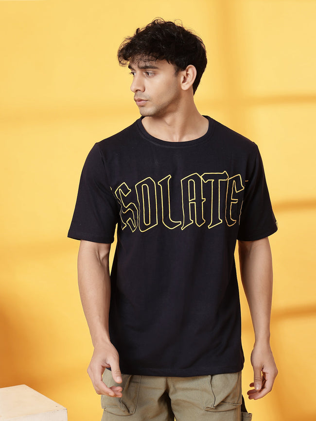 Men Cotton Fabric Terry Back Art T-Shirt