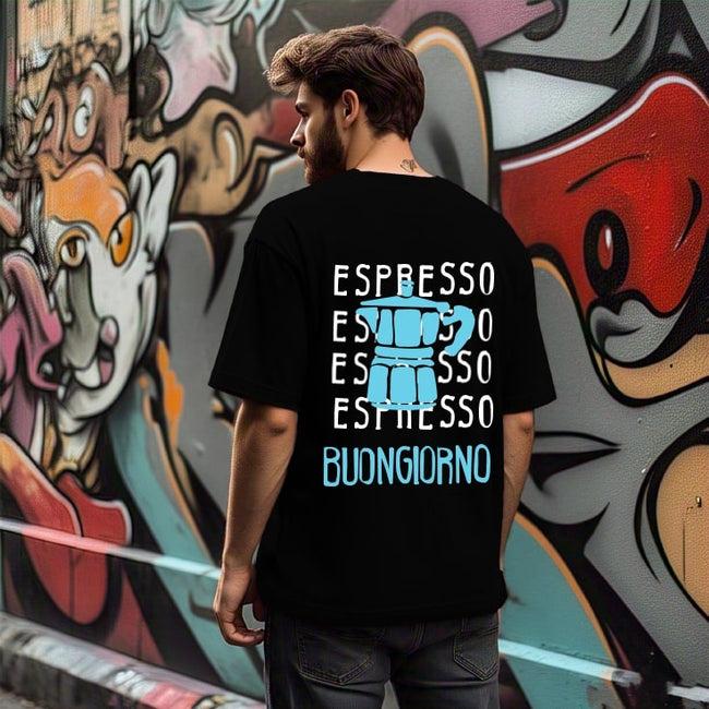 Men Black Typography Oversized T-Shirt