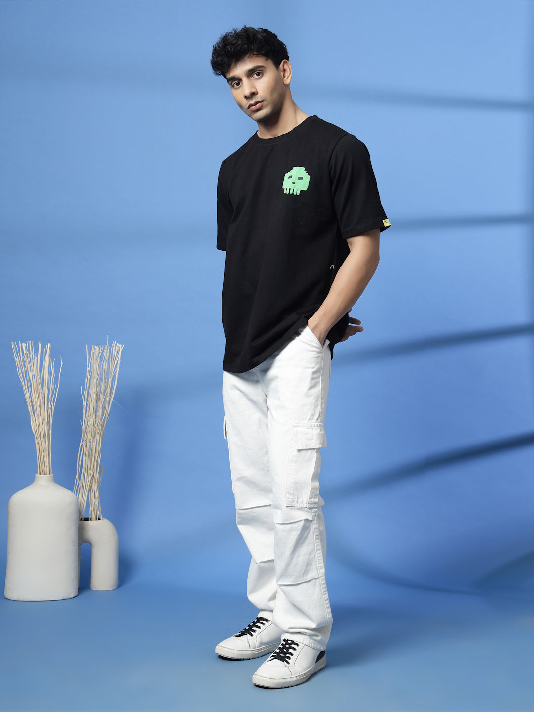 Men Game Over White Oversized Graphic T-Shirt
