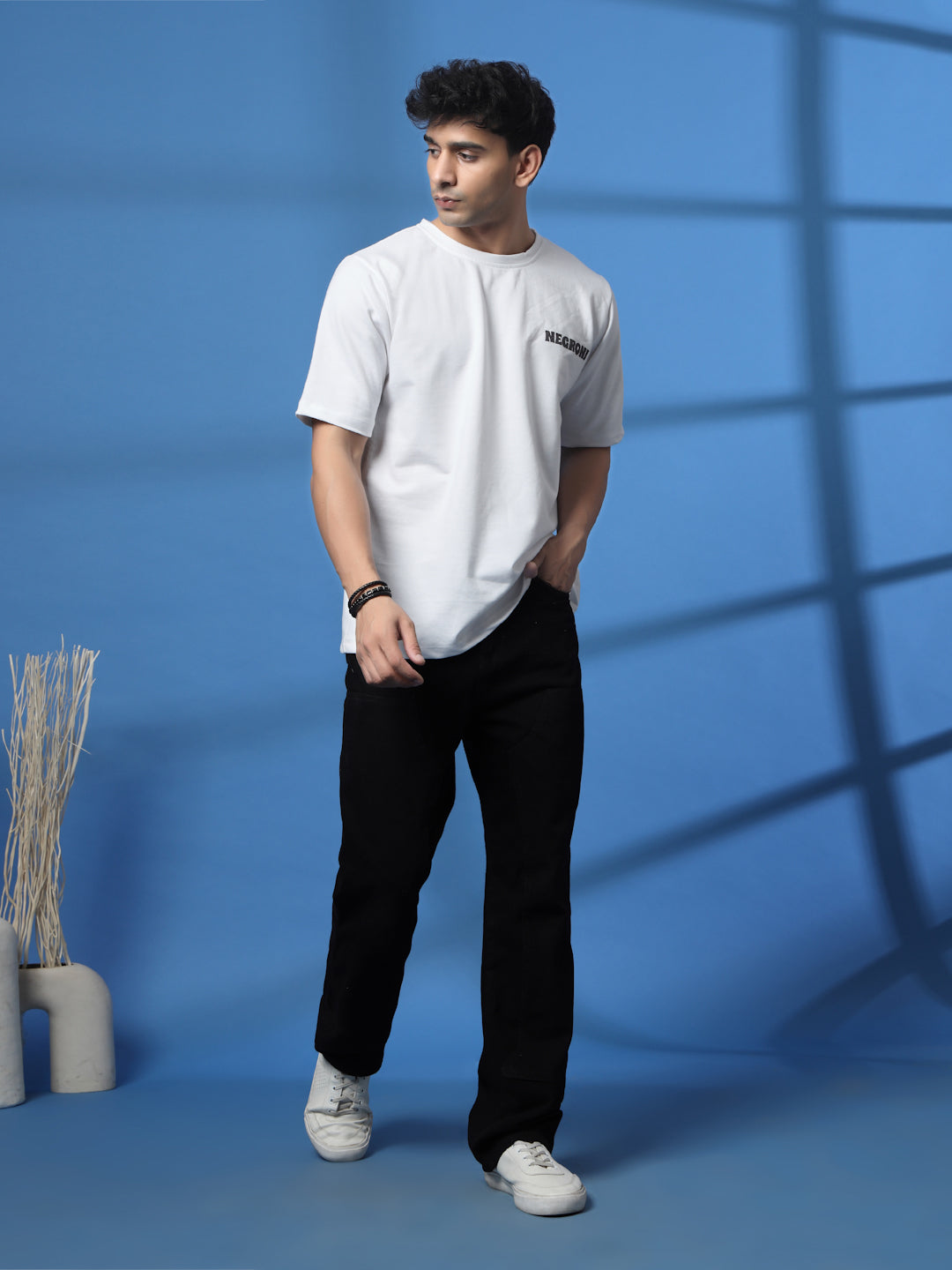 Men Drink in Design White Oversized Tshirt