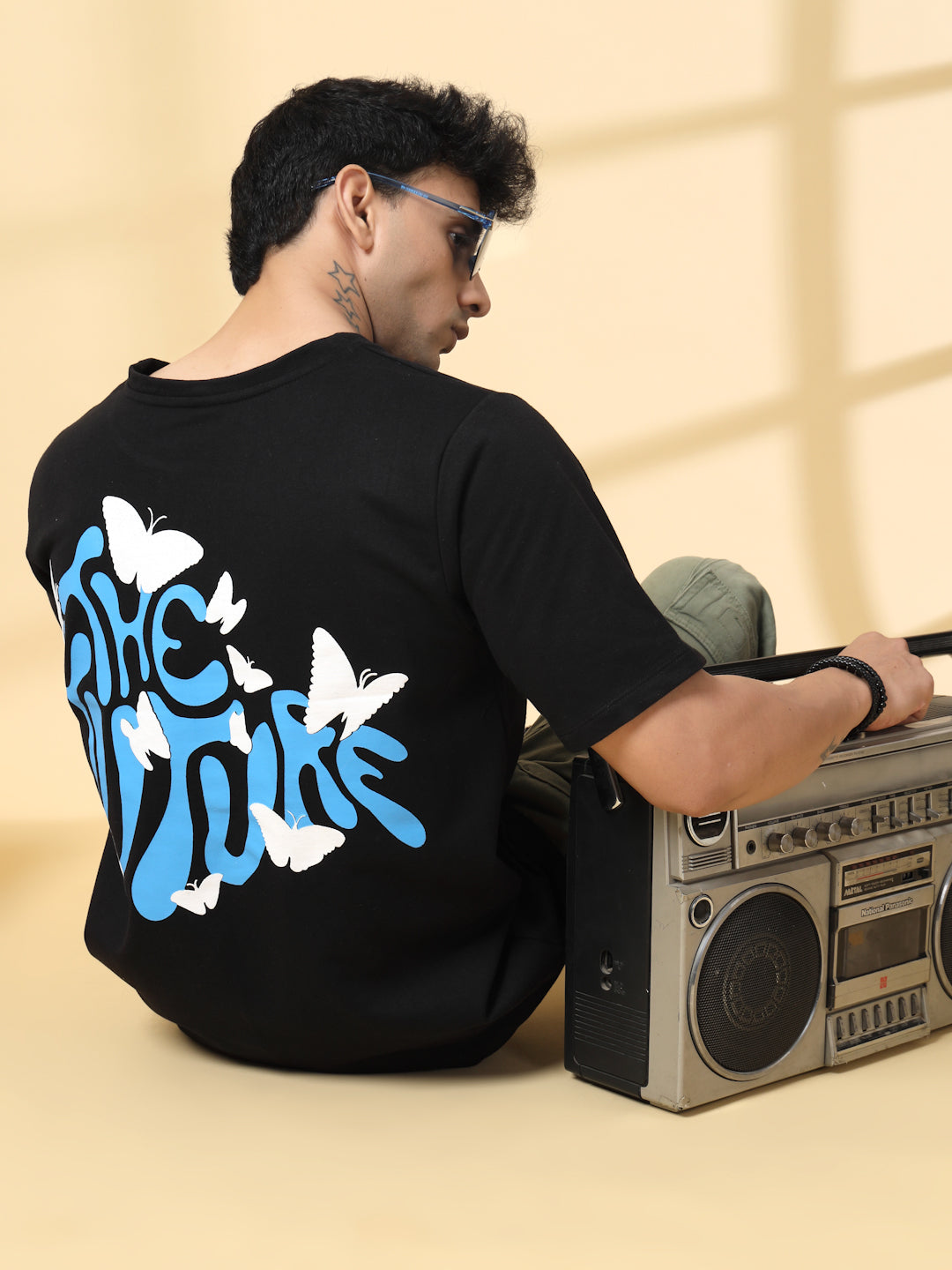 Men Jade Typography Oversized T-Shirt