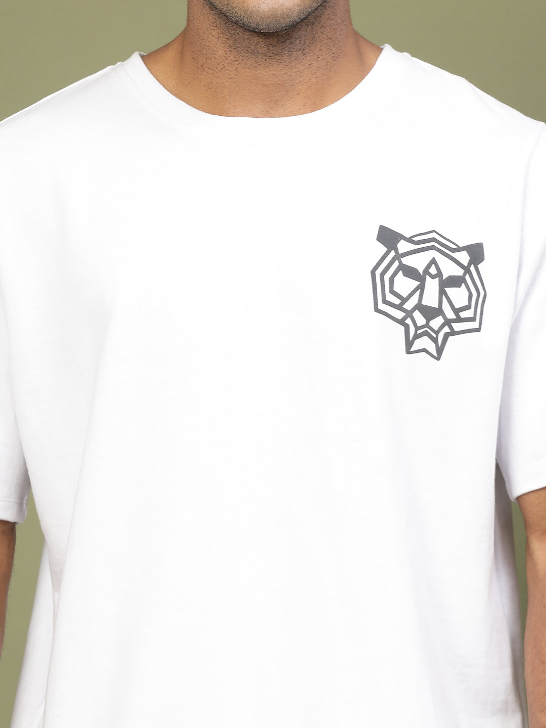 Men Majestic Tiger Puff Print Oversized TShirt