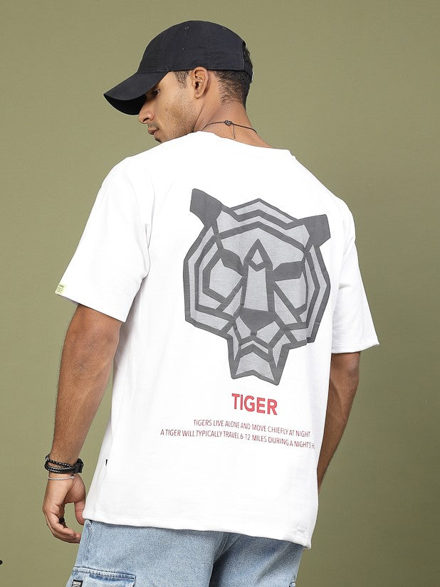 Men Majestic Tiger Puff Print Oversized TShirt