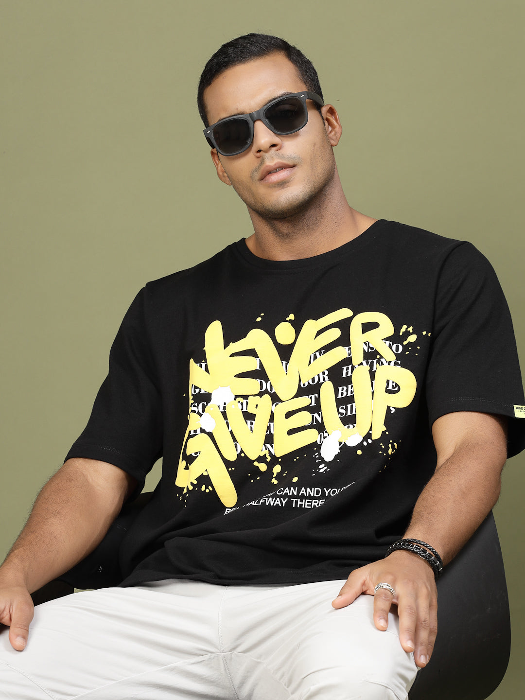 Men Inspirational Puff Print Oversized TShirt