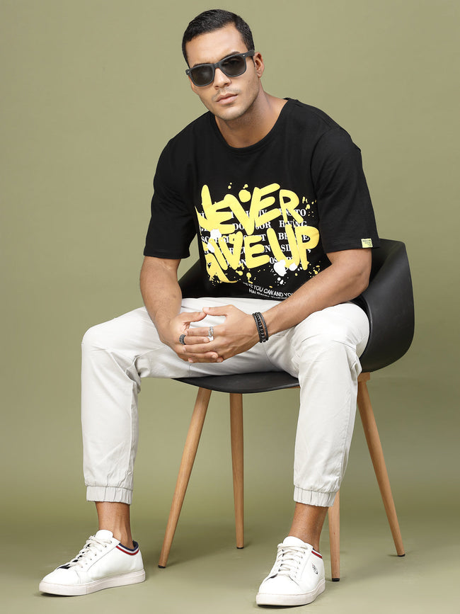 Men Inspirational Puff Print Oversized TShirt