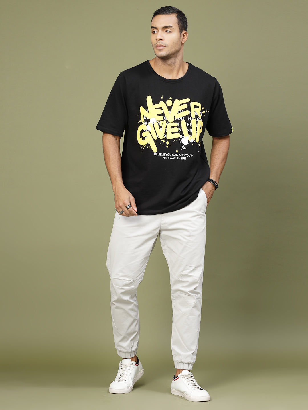 Men Inspirational Puff Print Oversized TShirt