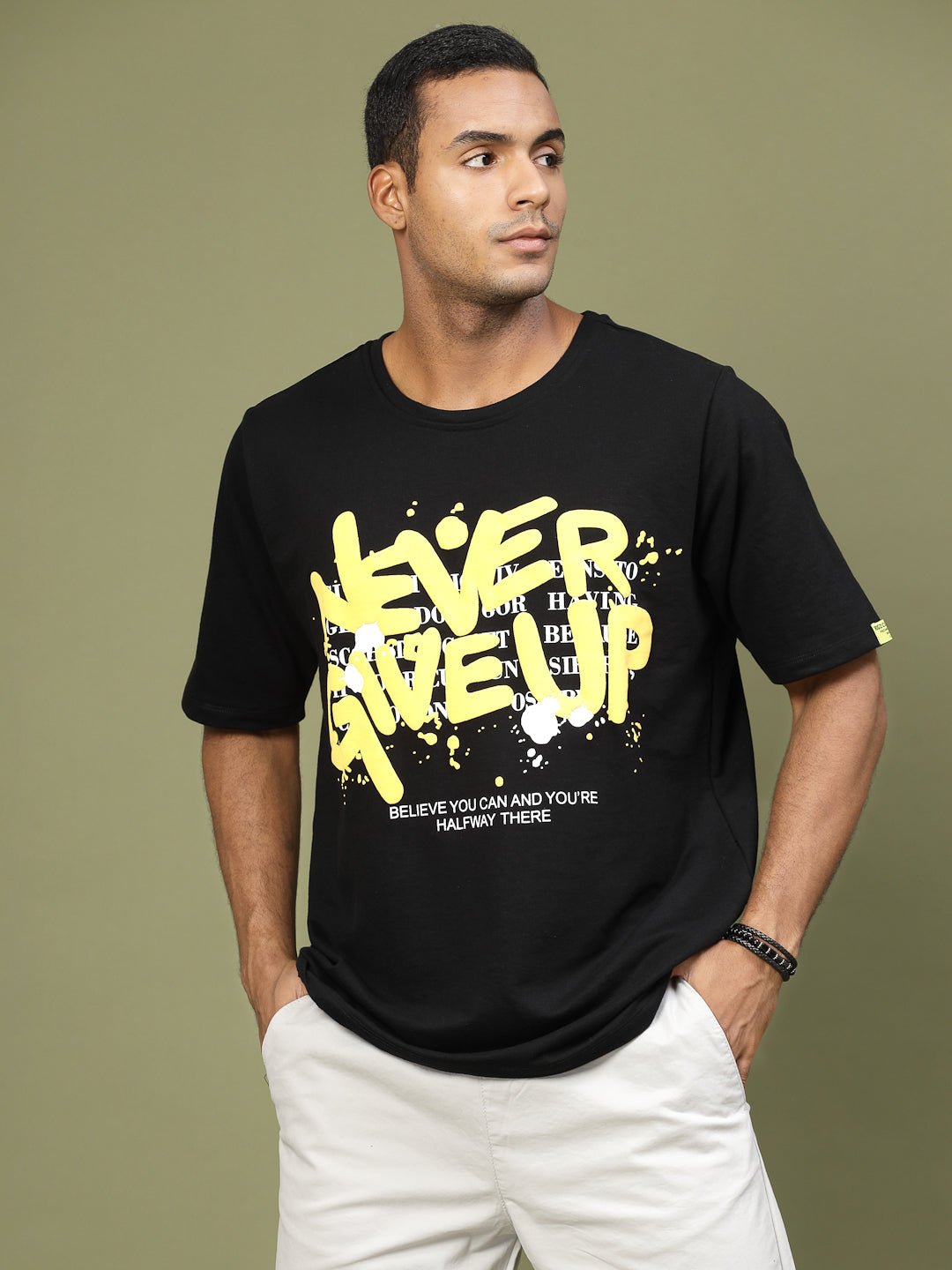 Men Inspirational Puff Print Oversized TShirt