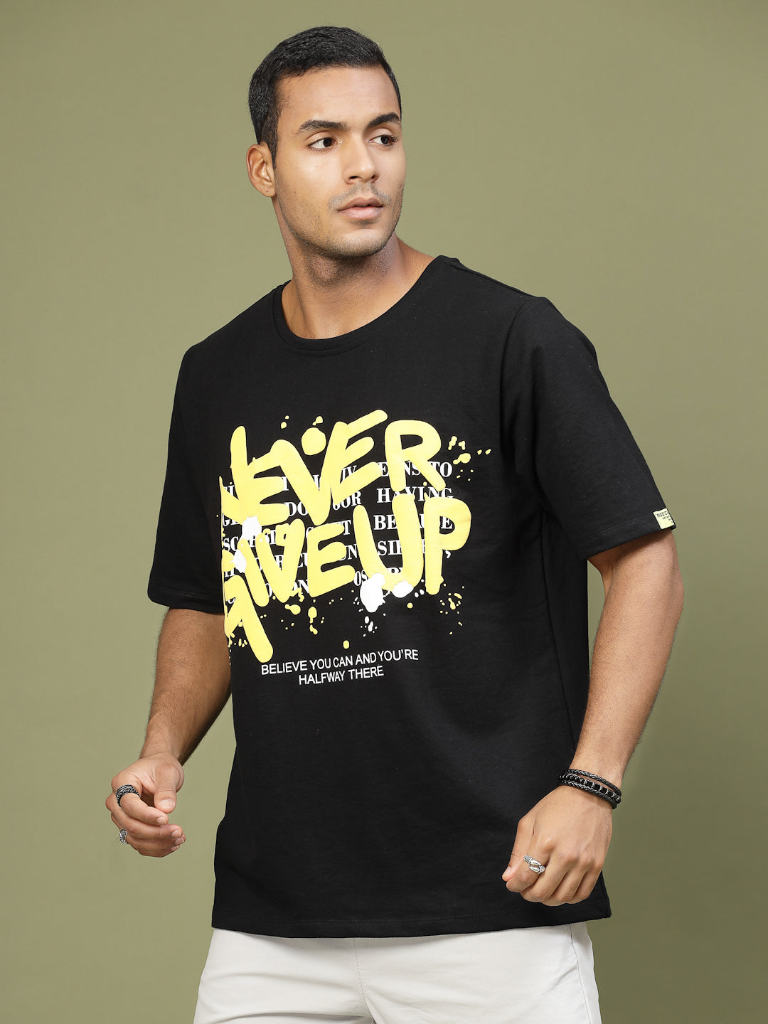Men Inspirational Puff Print Oversized TShirt