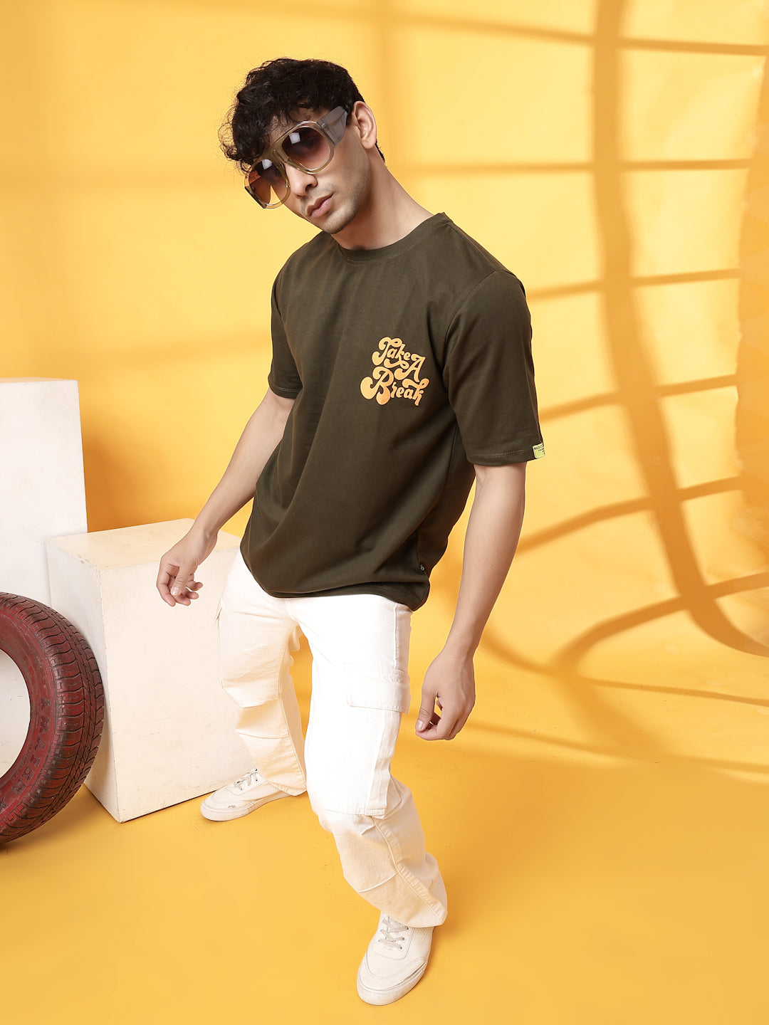 Men Back Puff Print T-Shirt
