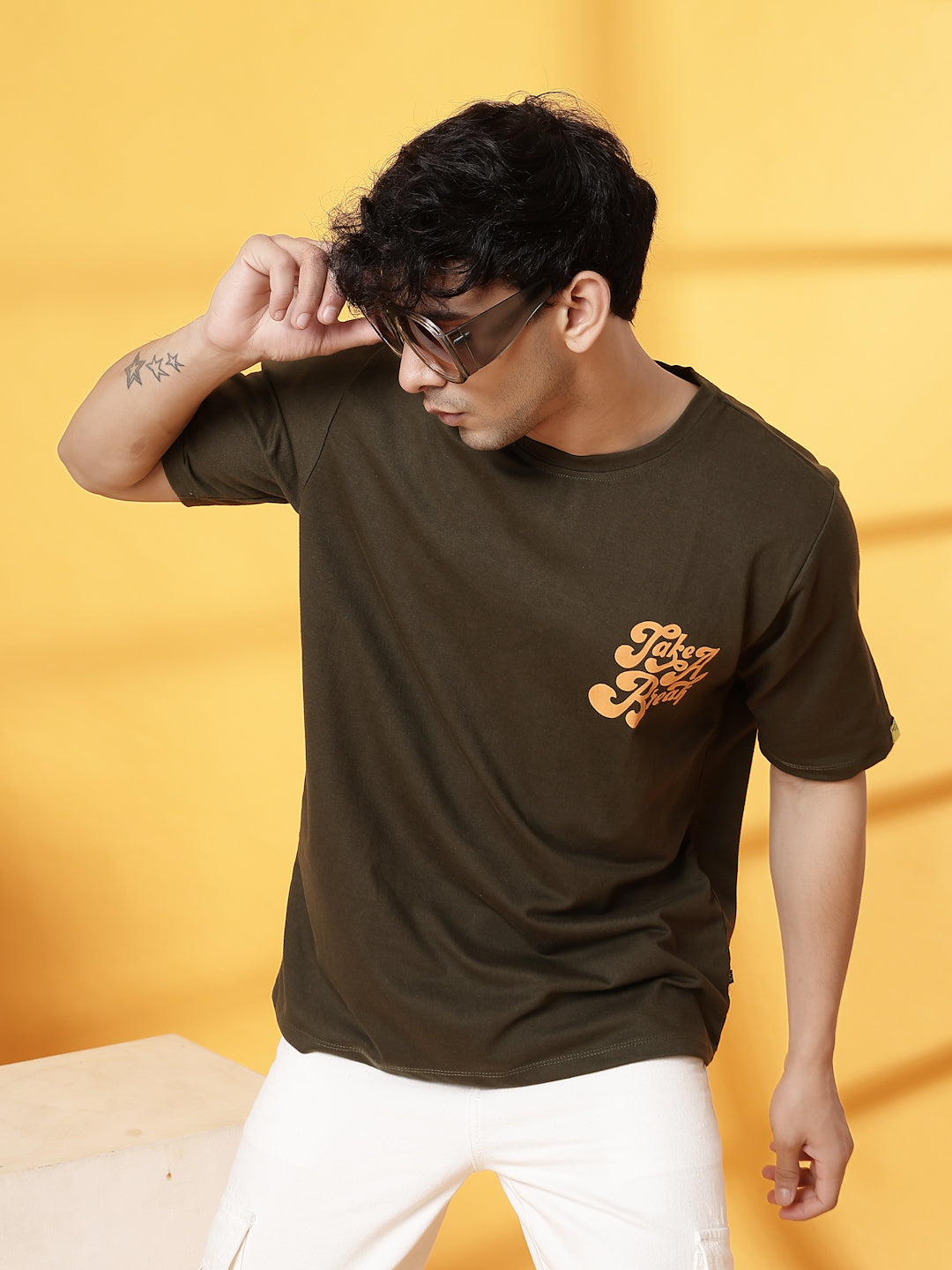 Men Back Puff Print T-Shirt