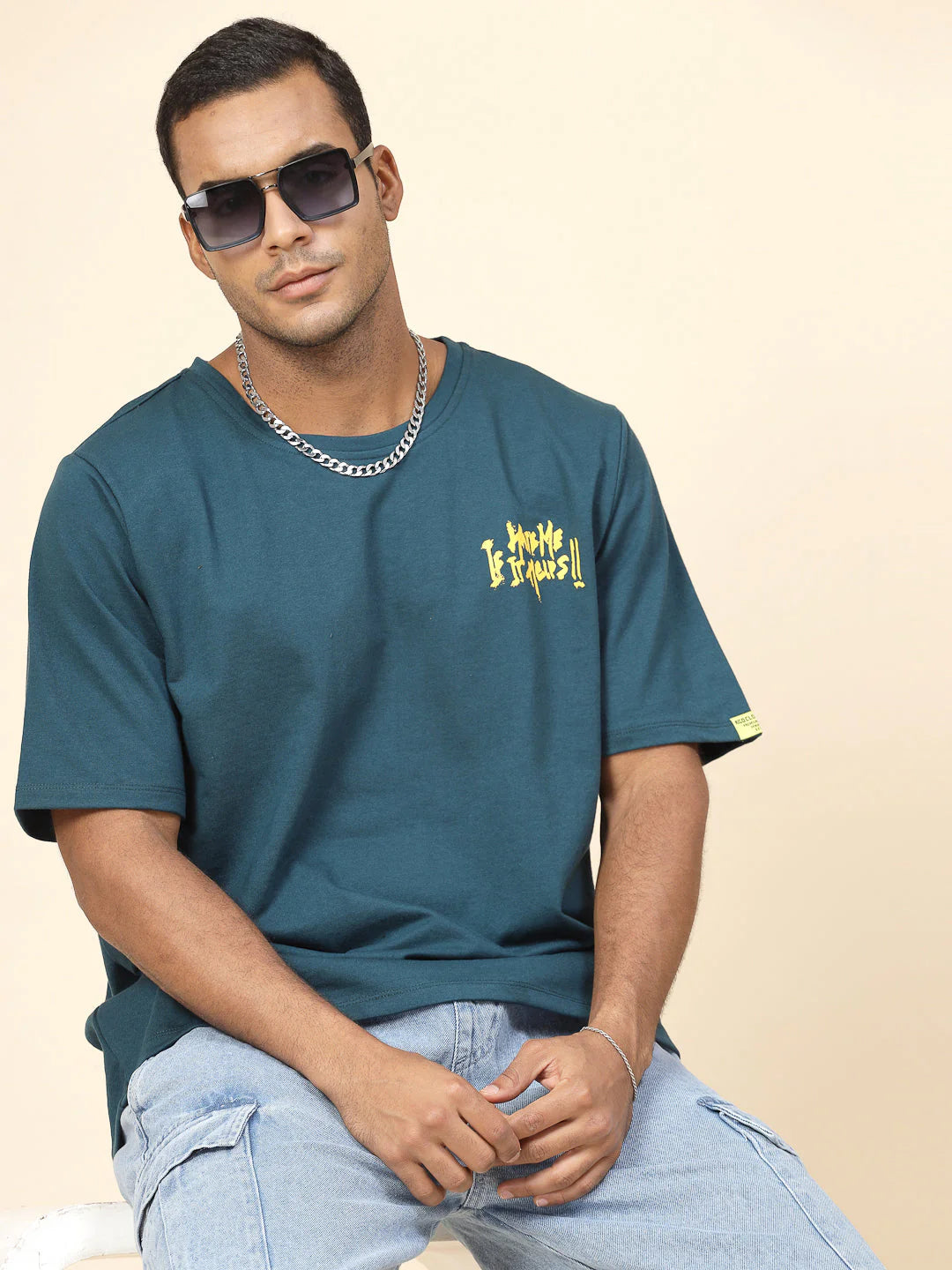 Men Mask Off Oversized Terry TShirt