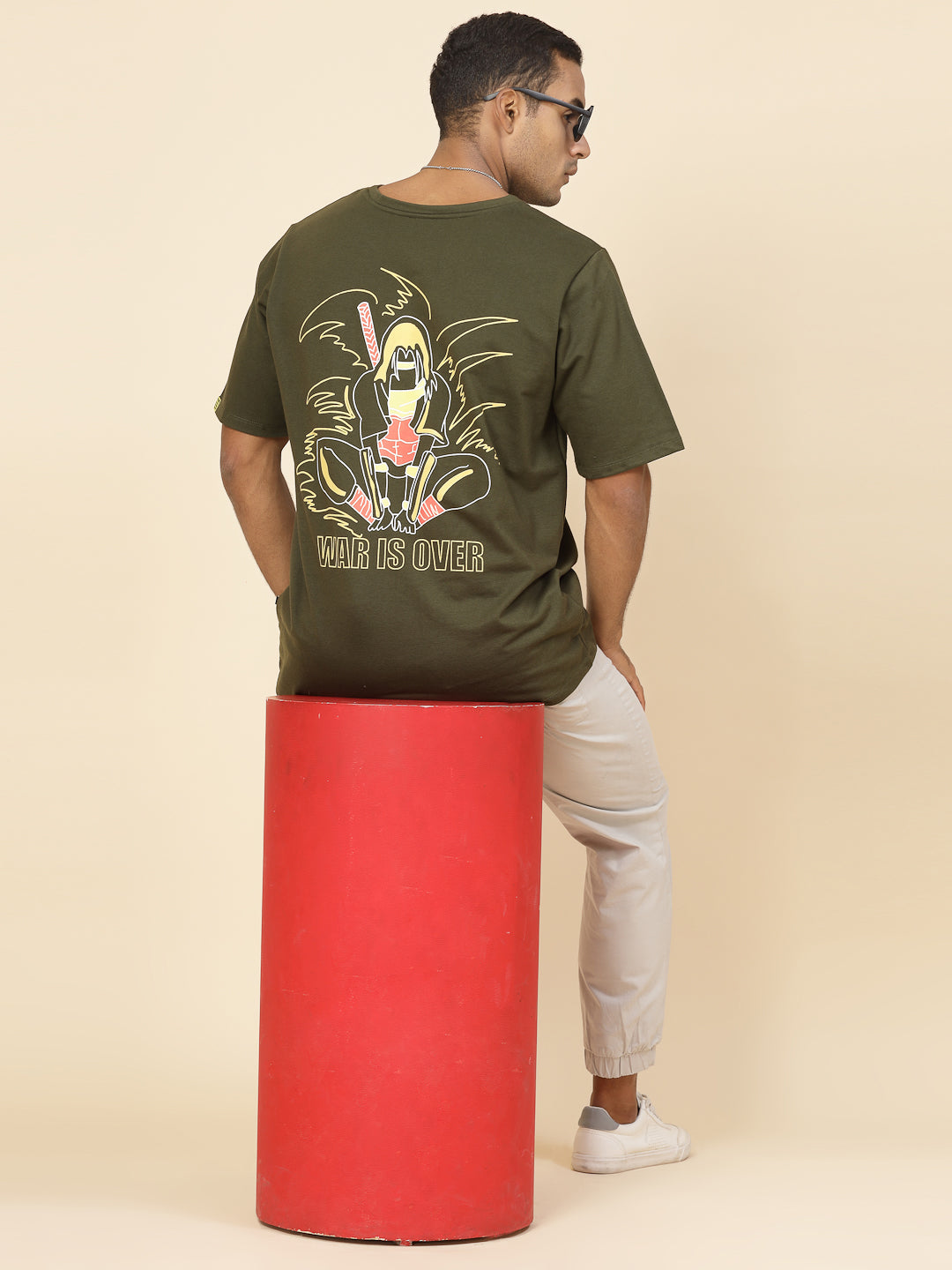 Men Oversized War's End Anime Print TShirt