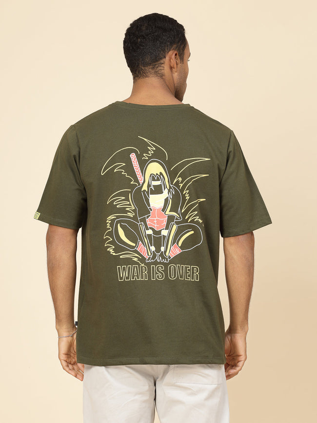 Men Oversized War's End Anime Print TShirt