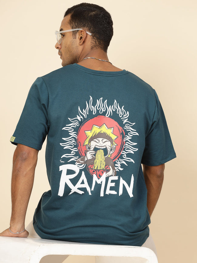 Men Anime Ramen Print Oversized T-Shirt