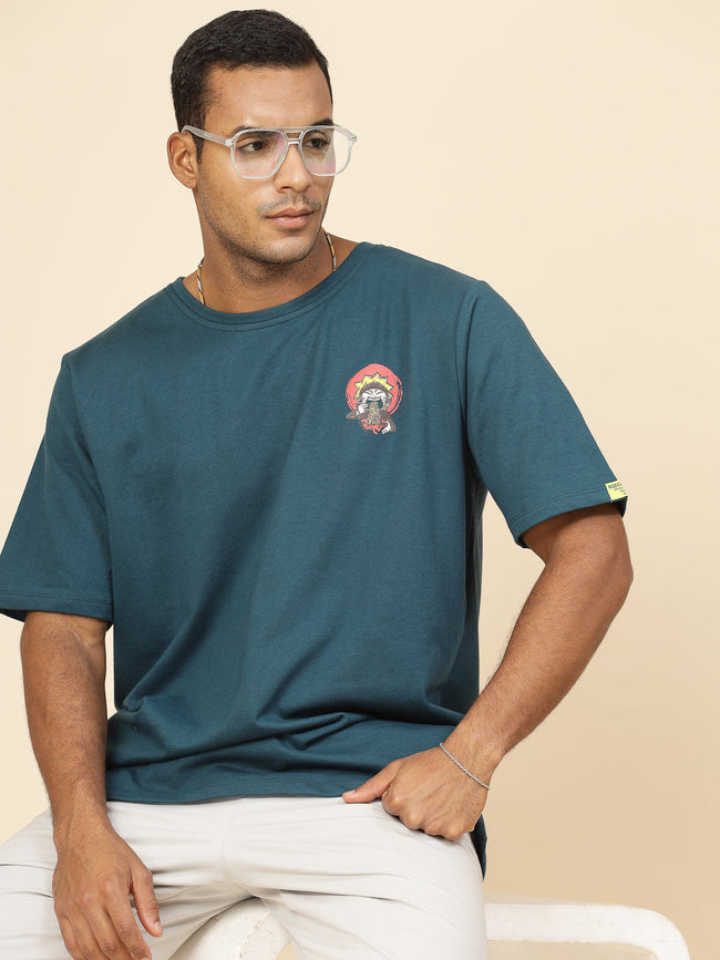 Men Anime Ramen Print Oversized T-Shirt