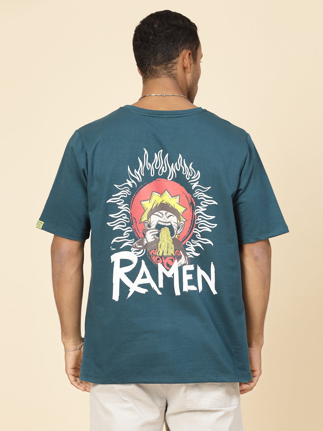Men Anime Ramen Print Oversized T-Shirt