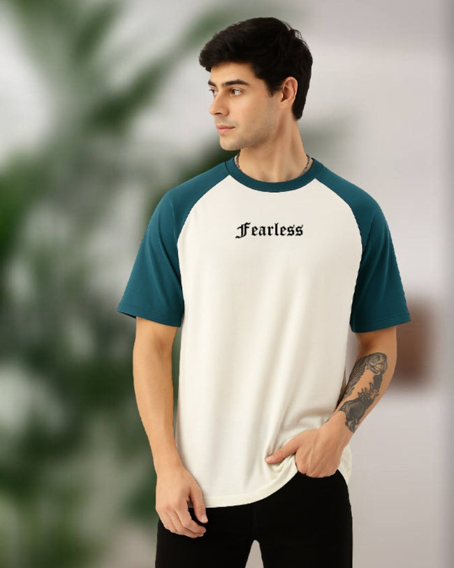 Men White Typography Oversized T-Shirt