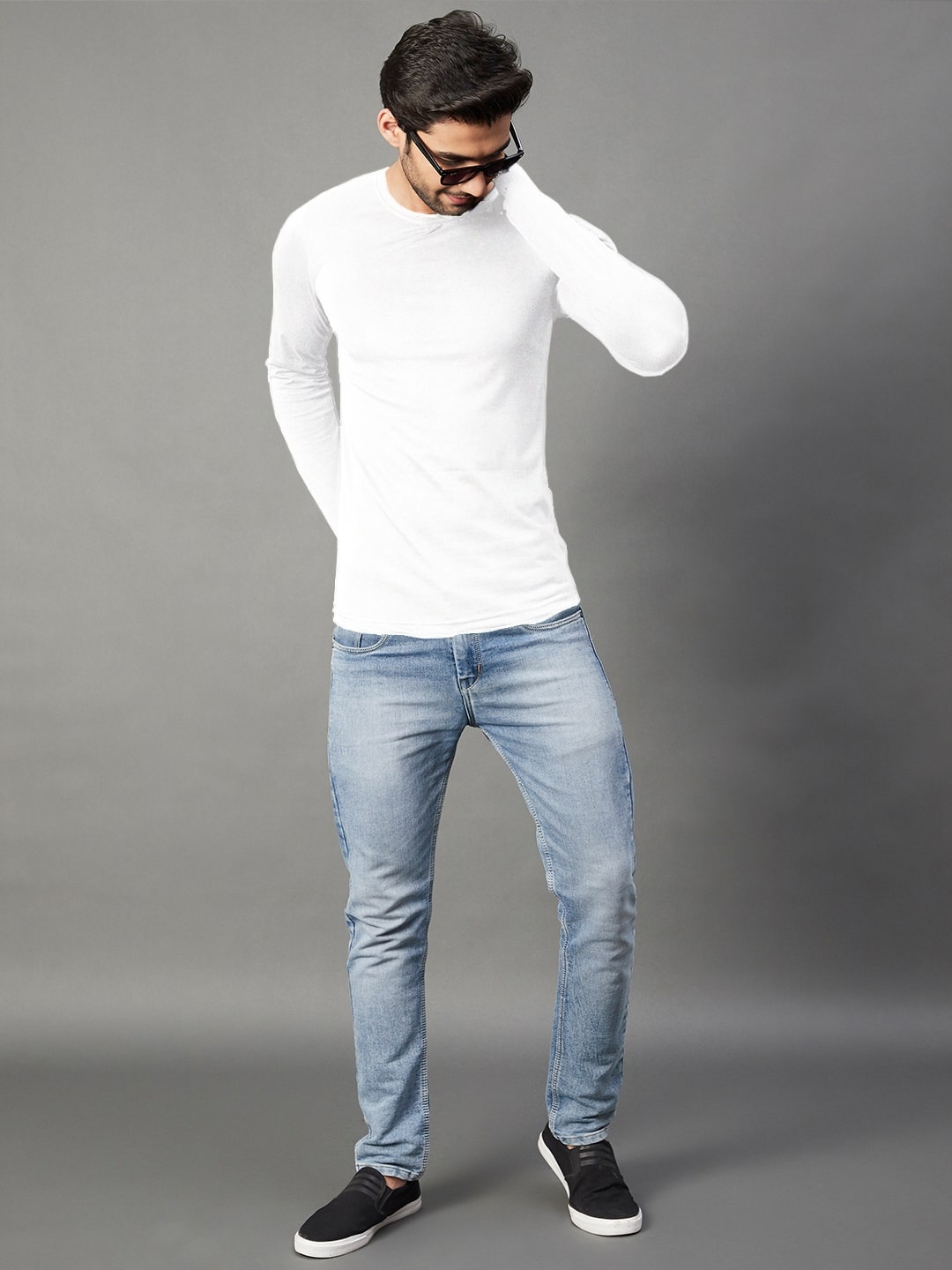Men White Cotton Jersy T-Shirt