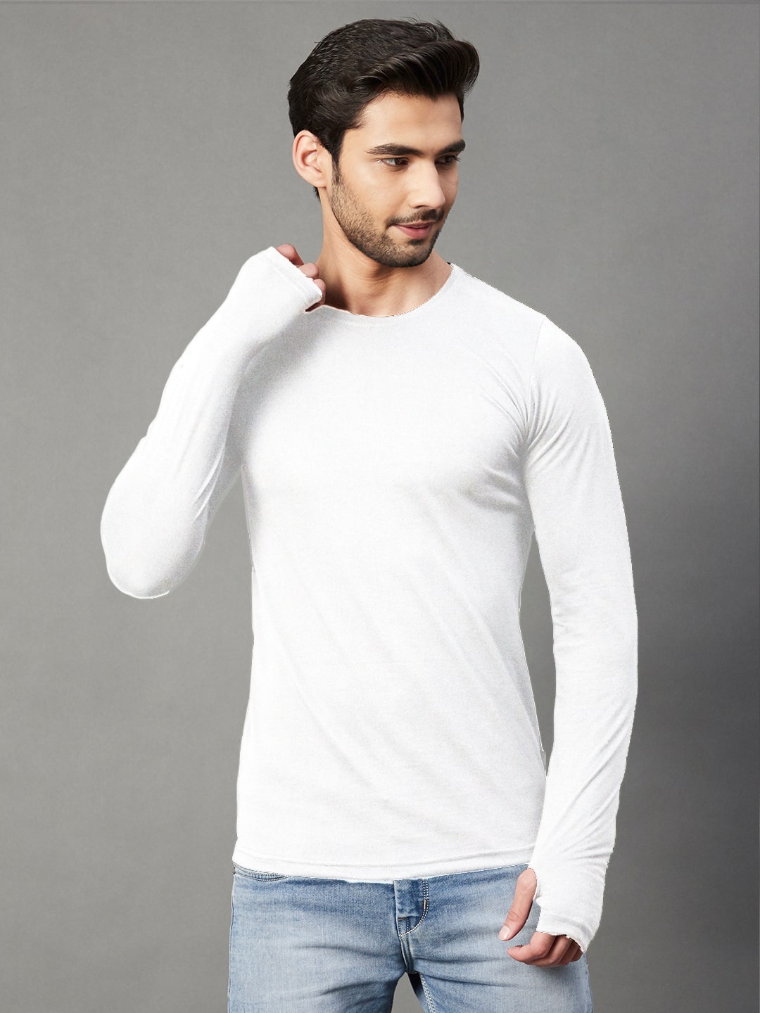 Men White Cotton Jersy T-Shirt