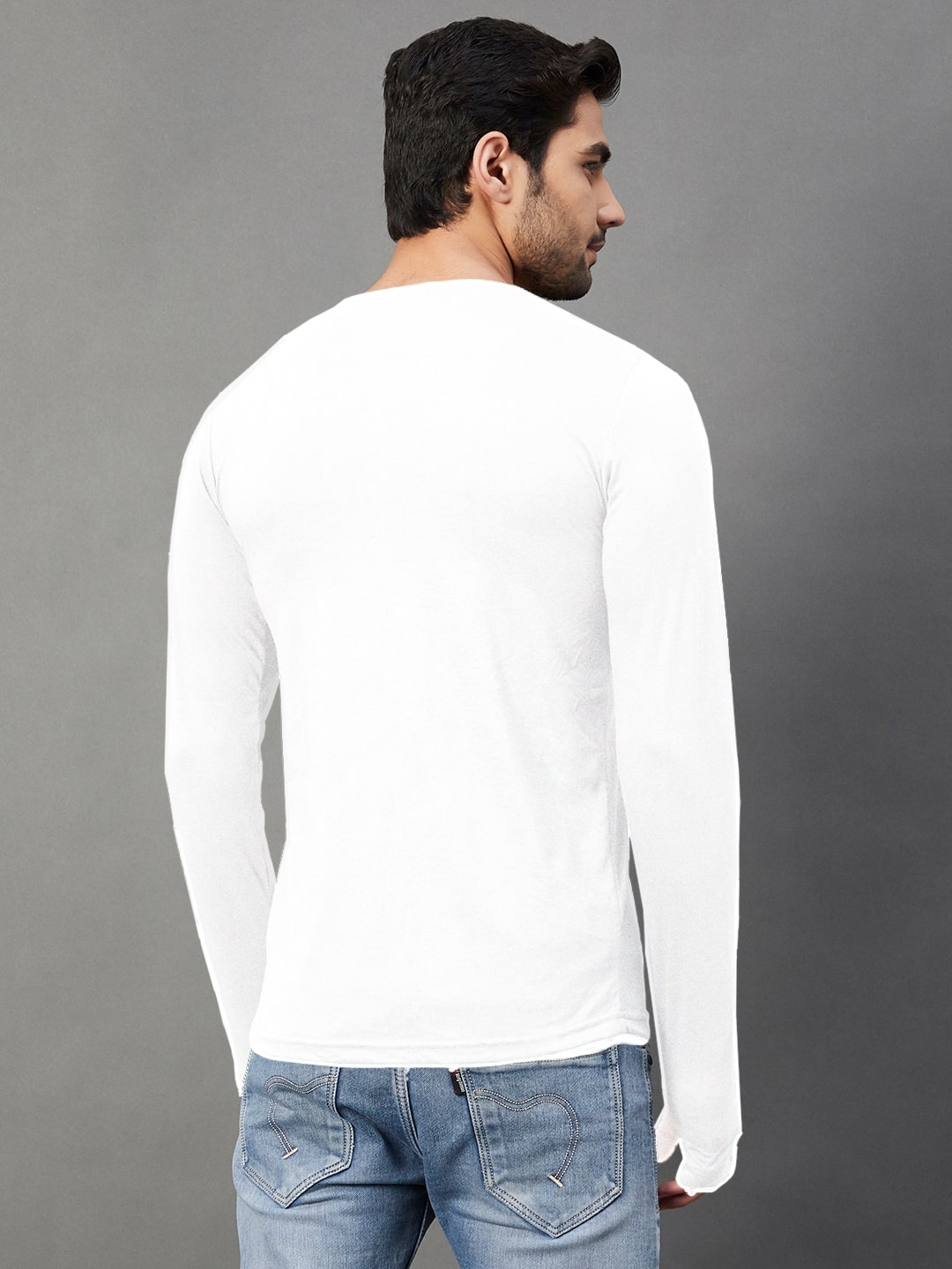 Men White Cotton Jersy T-Shirt