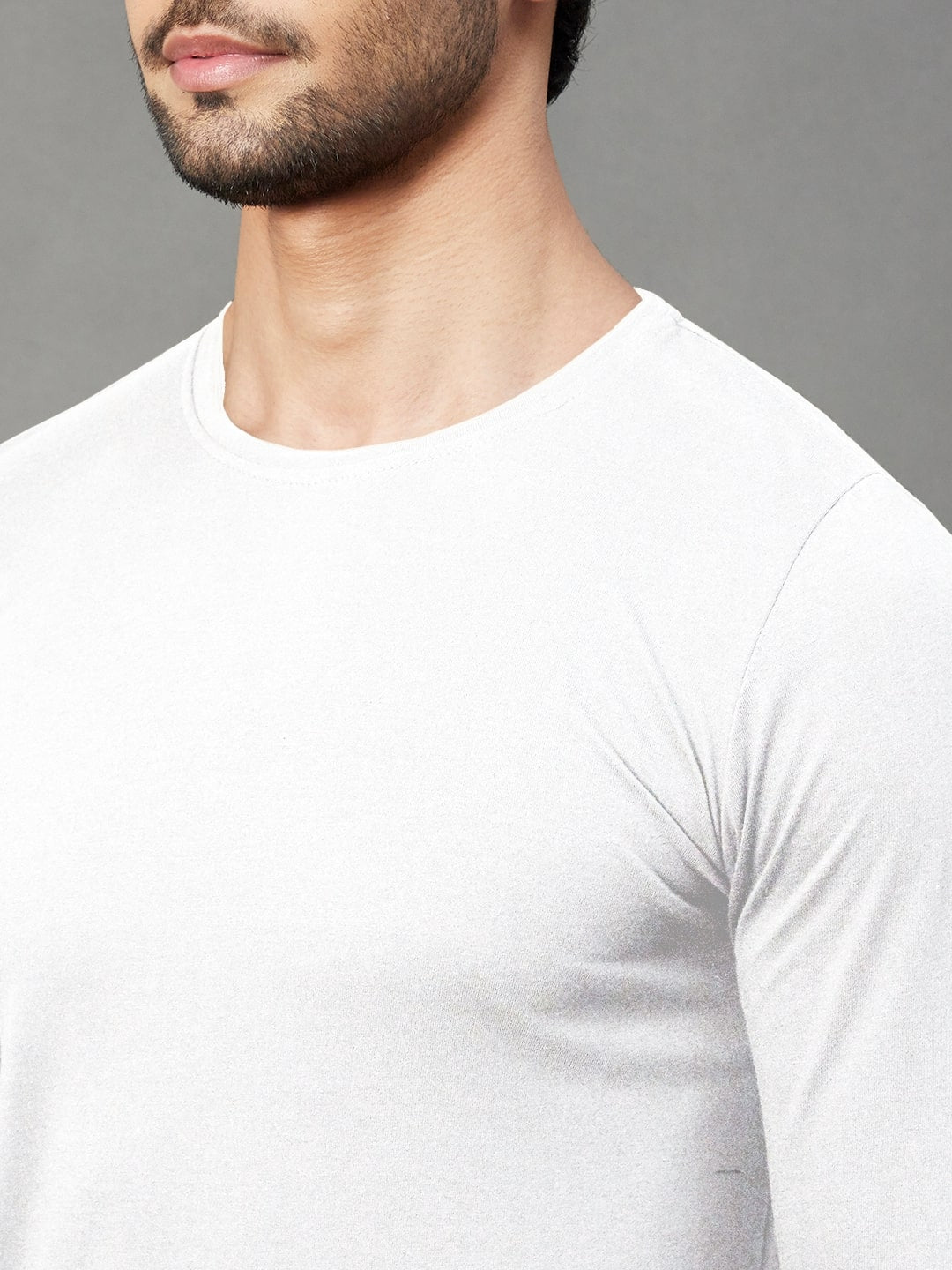 Men White Cotton Jersy T-Shirt