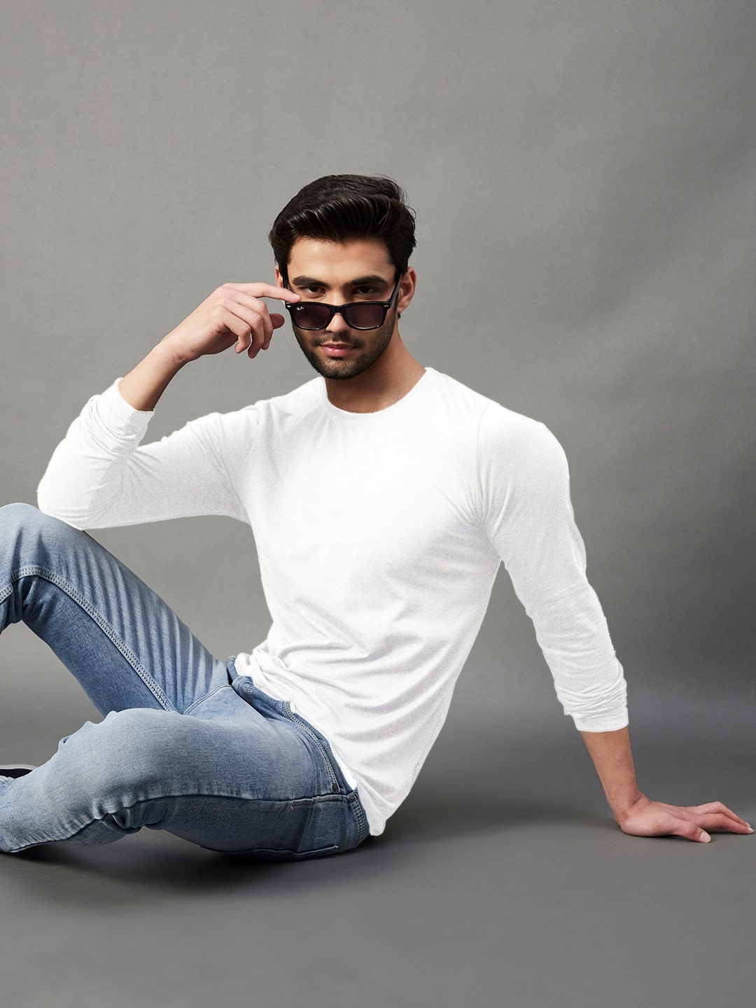 Men White Cotton Jersy T-Shirt