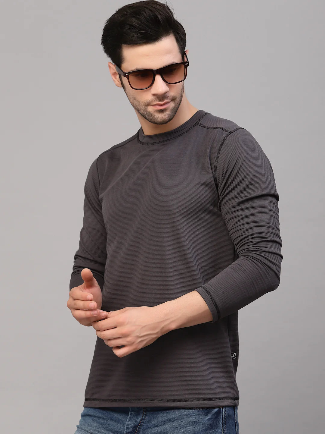Men Poly Corduroy Round Neck TShirt