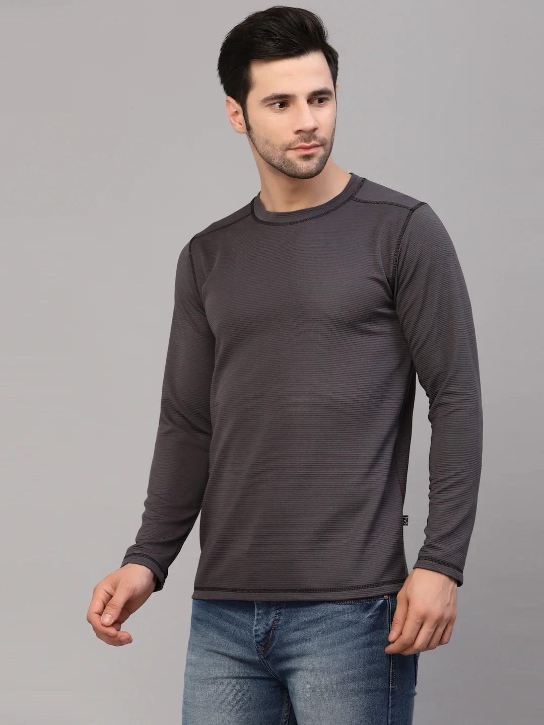 Men Poly Corduroy Round Neck TShirt