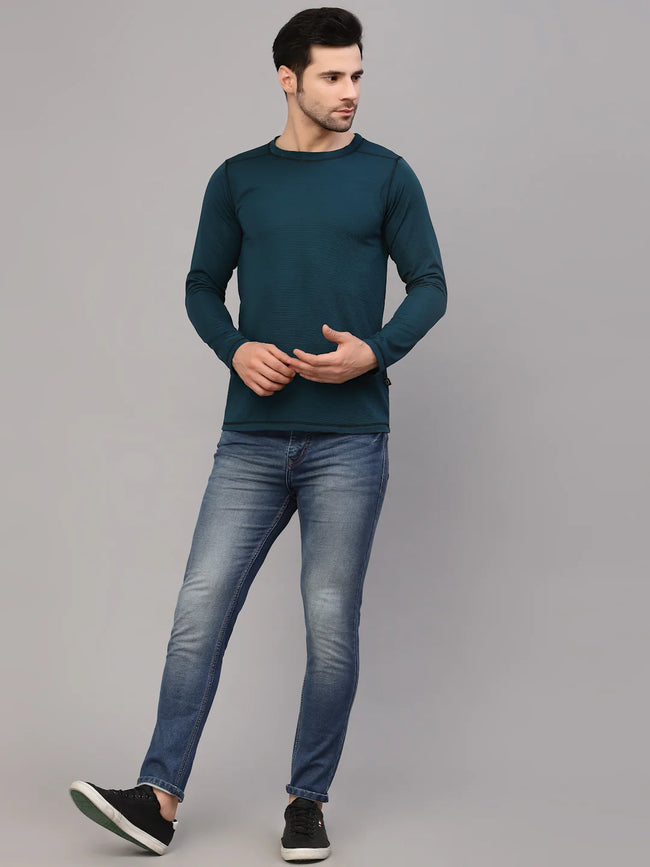 Men Poly Corduroy Round Neck T-Shirt