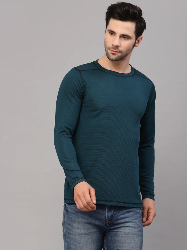 Men Poly Corduroy Round Neck T-Shirt