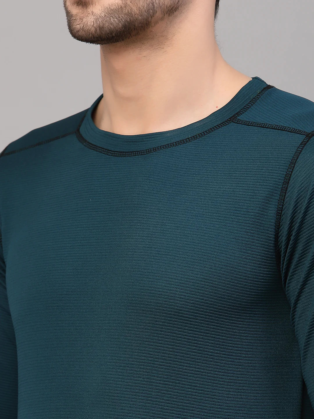 Men Poly Corduroy Round Neck T-Shirt