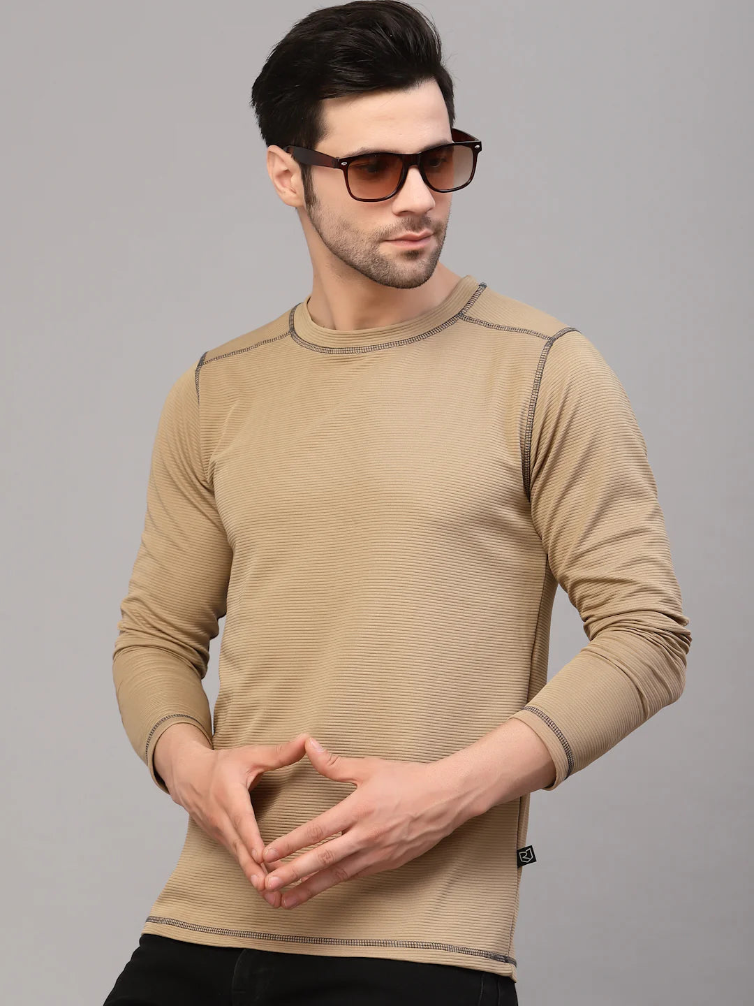 Men Poly Corduroy Round Neck TShirt
