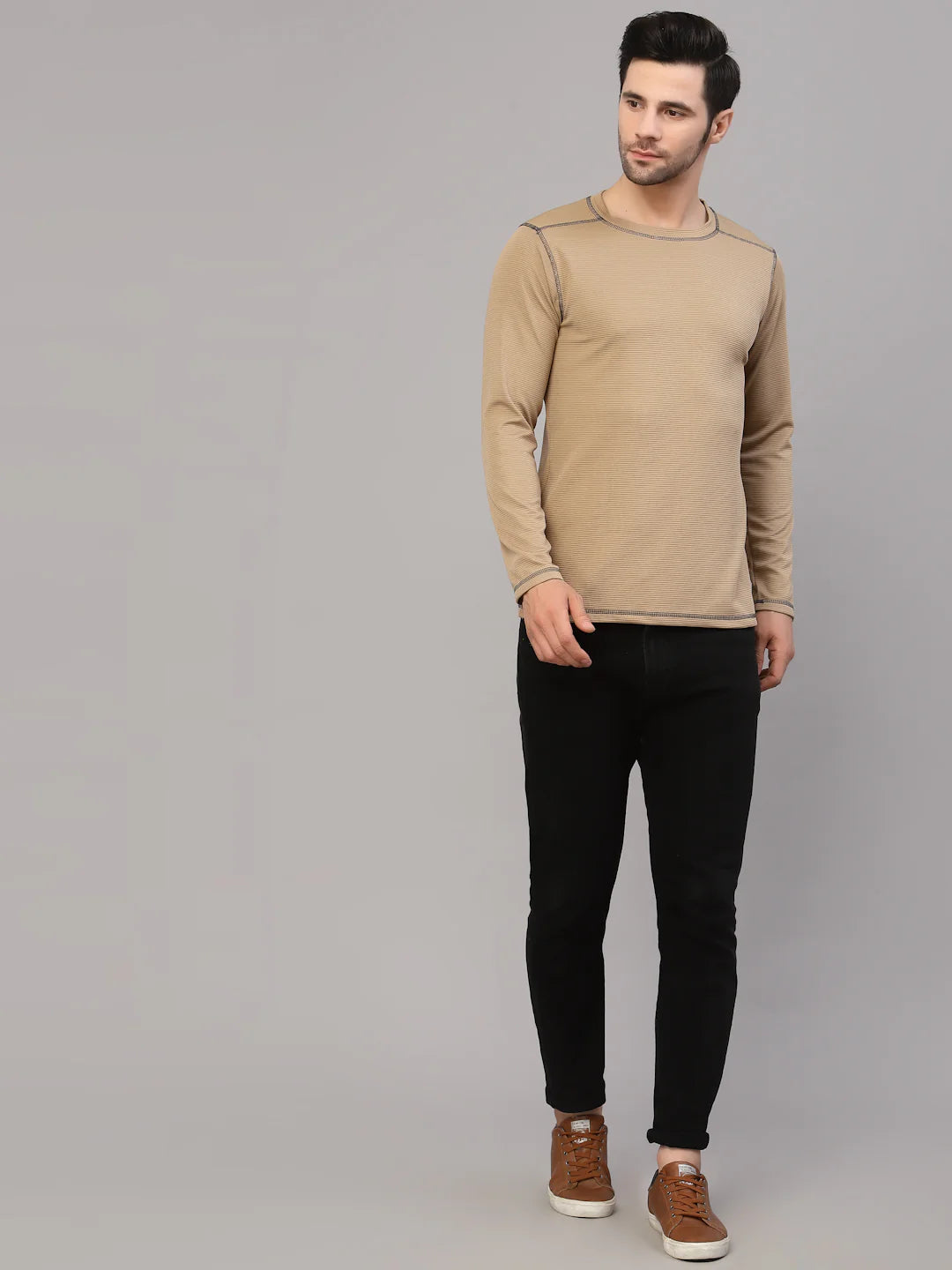 Men Poly Corduroy Round Neck TShirt