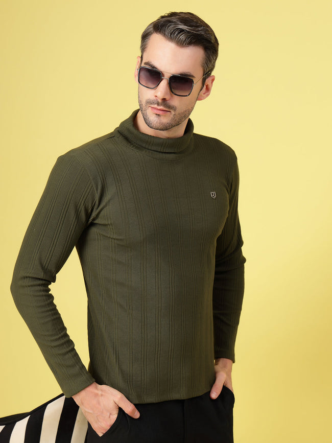 Men Classic Ribbed Turtleneck T-Shirt