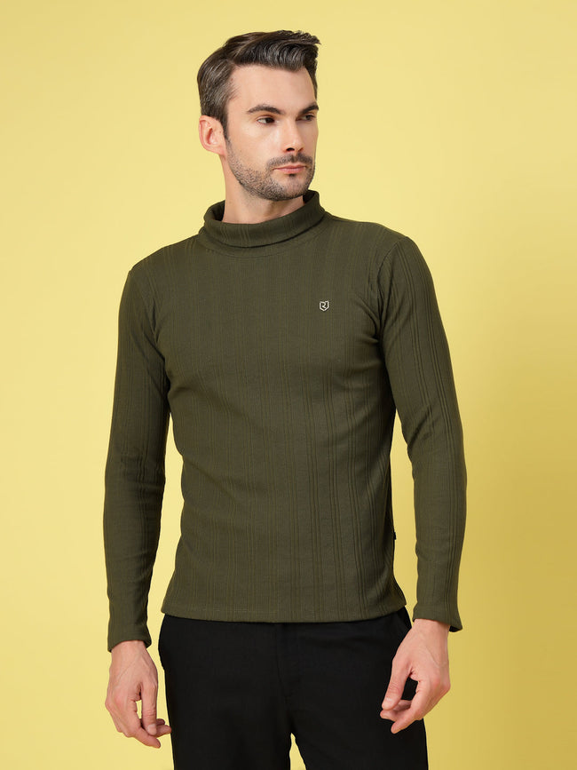 Men Classic Ribbed Turtleneck T-Shirt