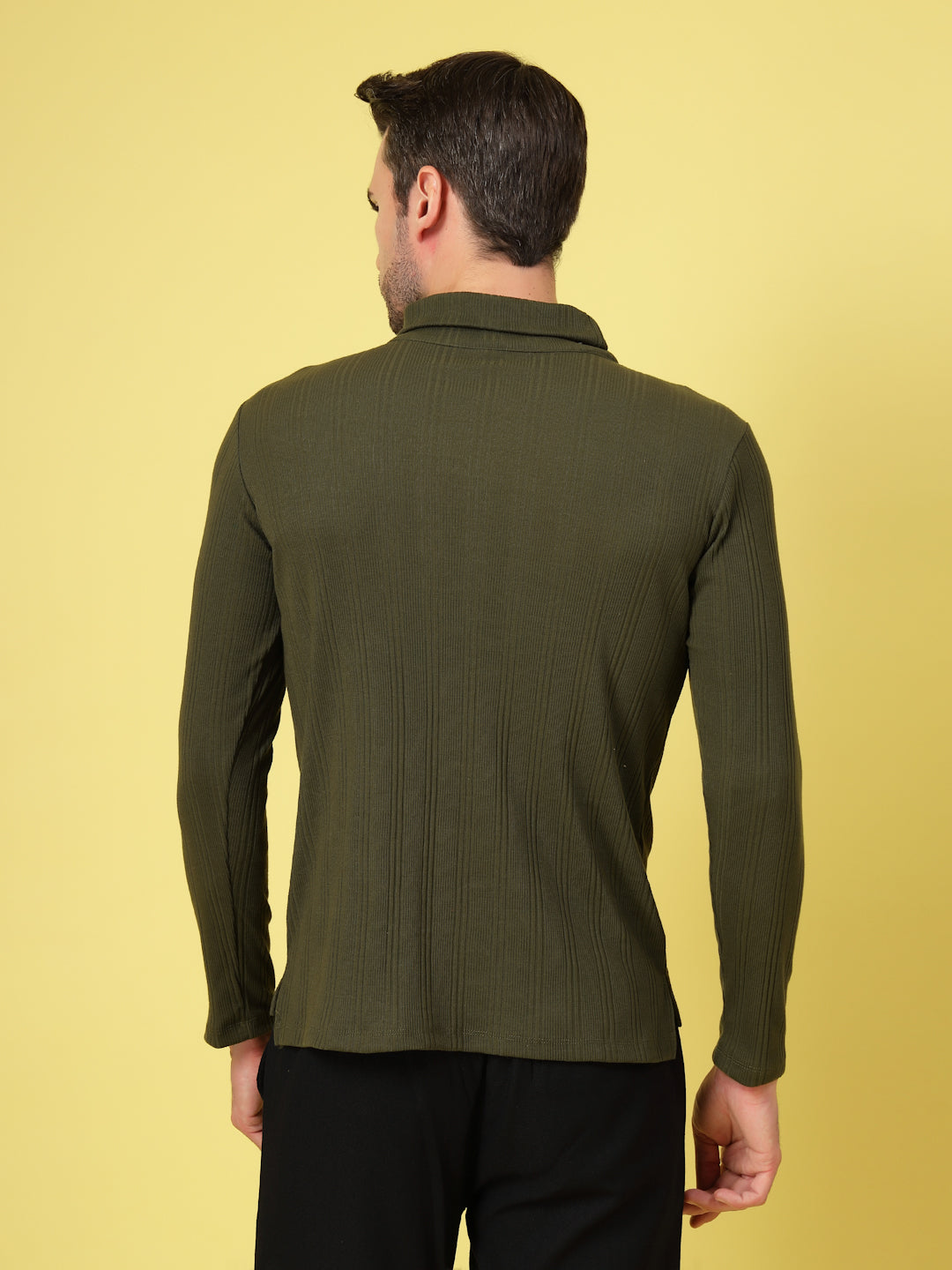 Men Classic Ribbed Turtleneck T-Shirt