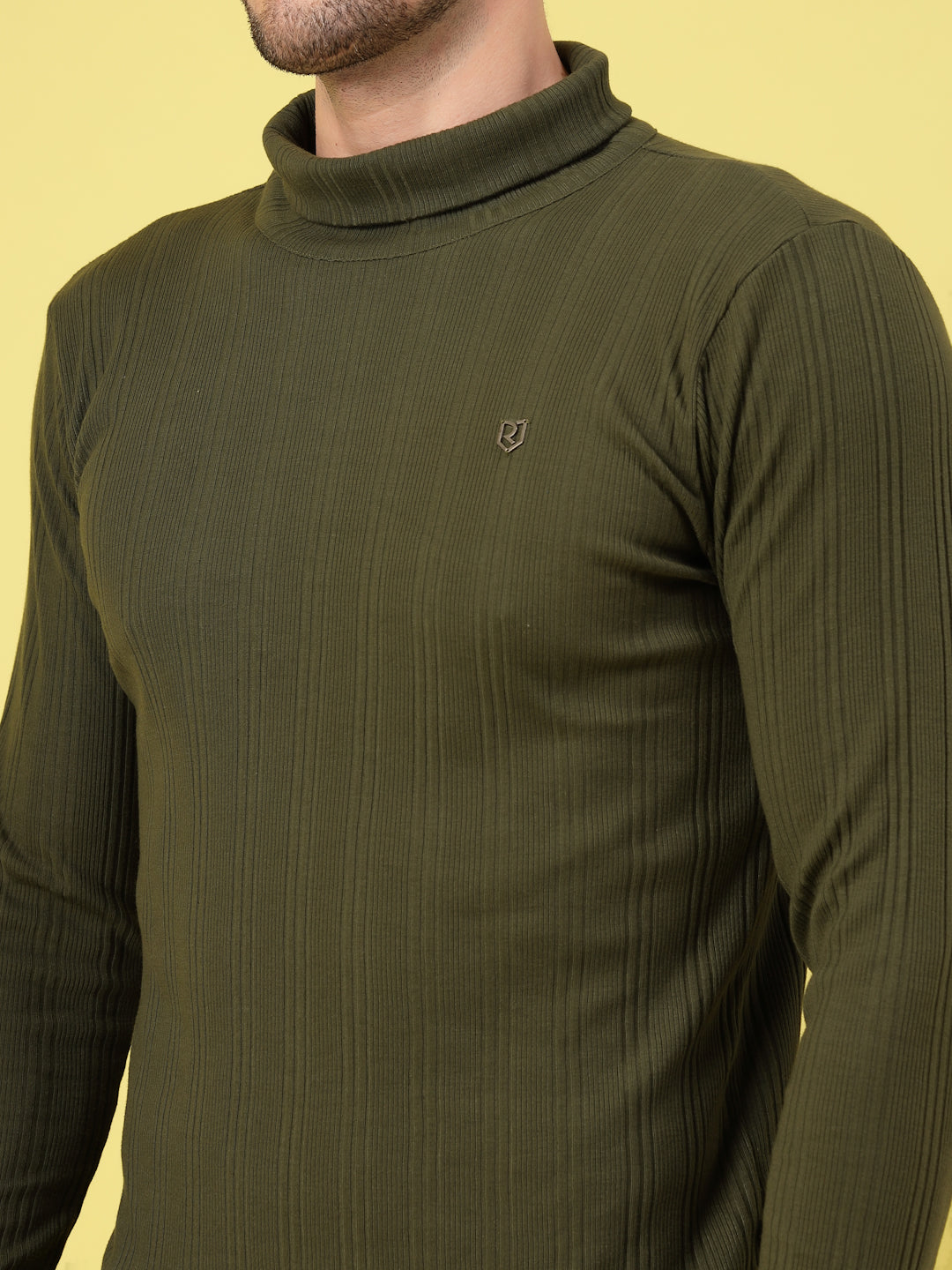 Men Classic Ribbed Turtleneck T-Shirt