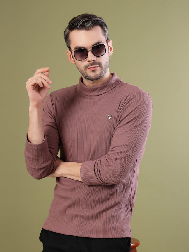 Men Classic Ribbed Turtleneck T-Shirt