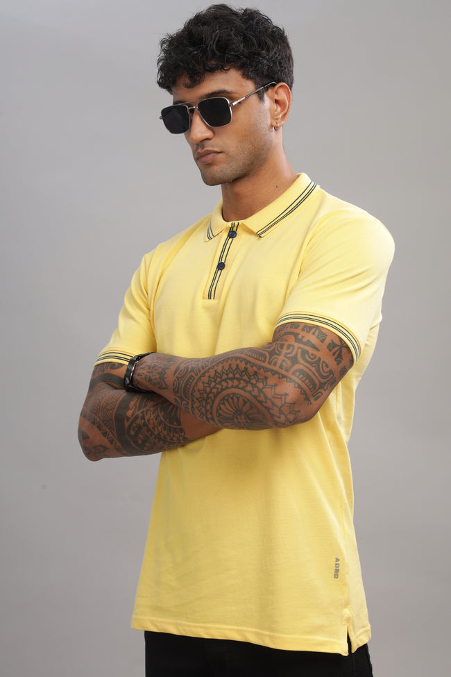 Men Cadmium Yellow Regular Fit Polo T-Shirt