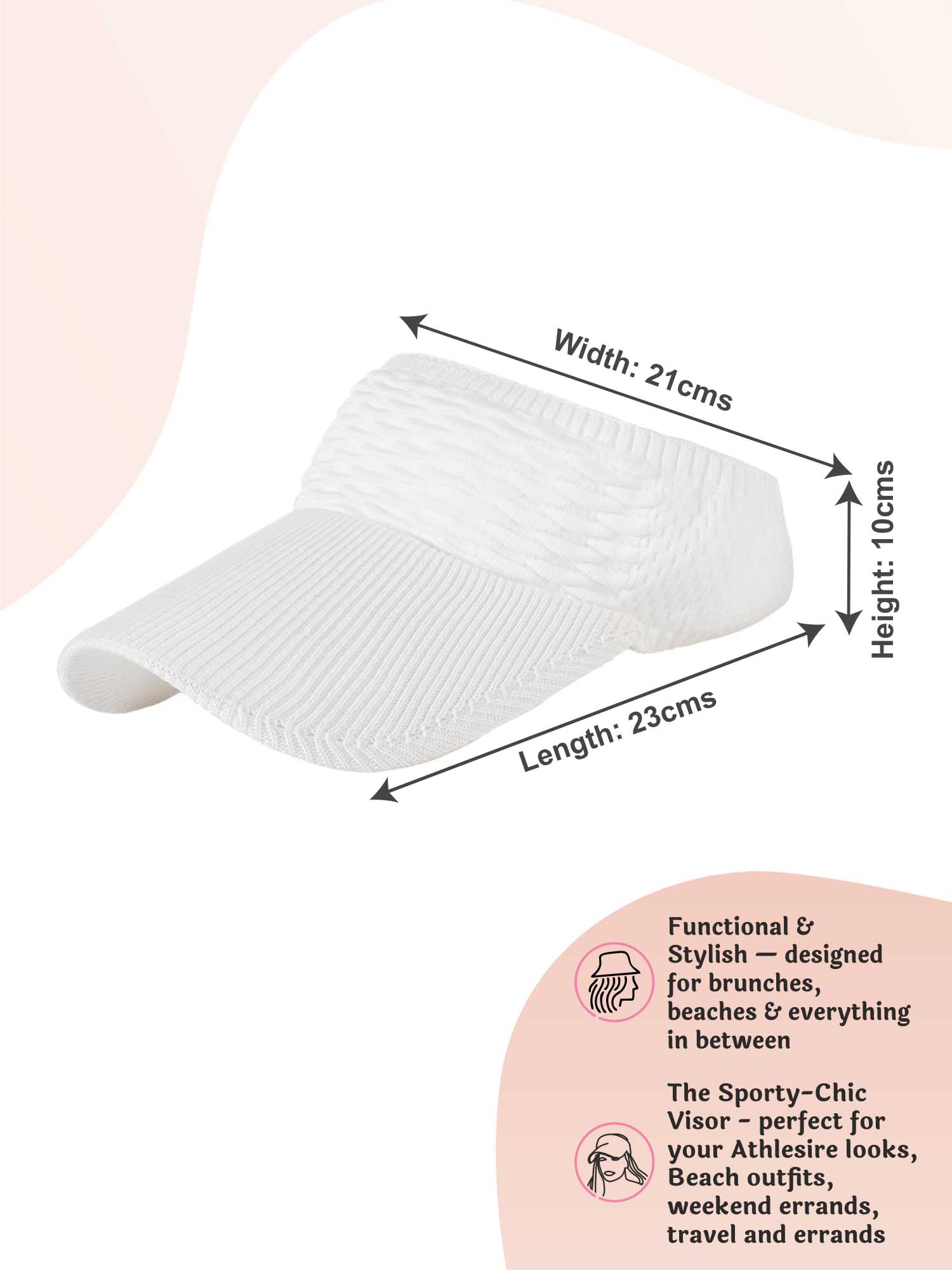 White Ribbed Sun Visor Cap