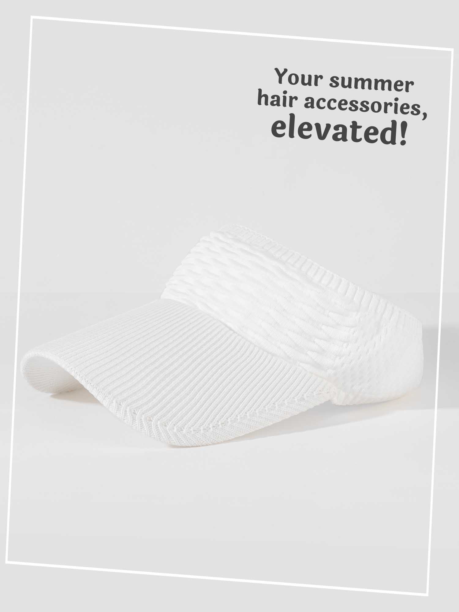 White Ribbed Sun Visor Cap