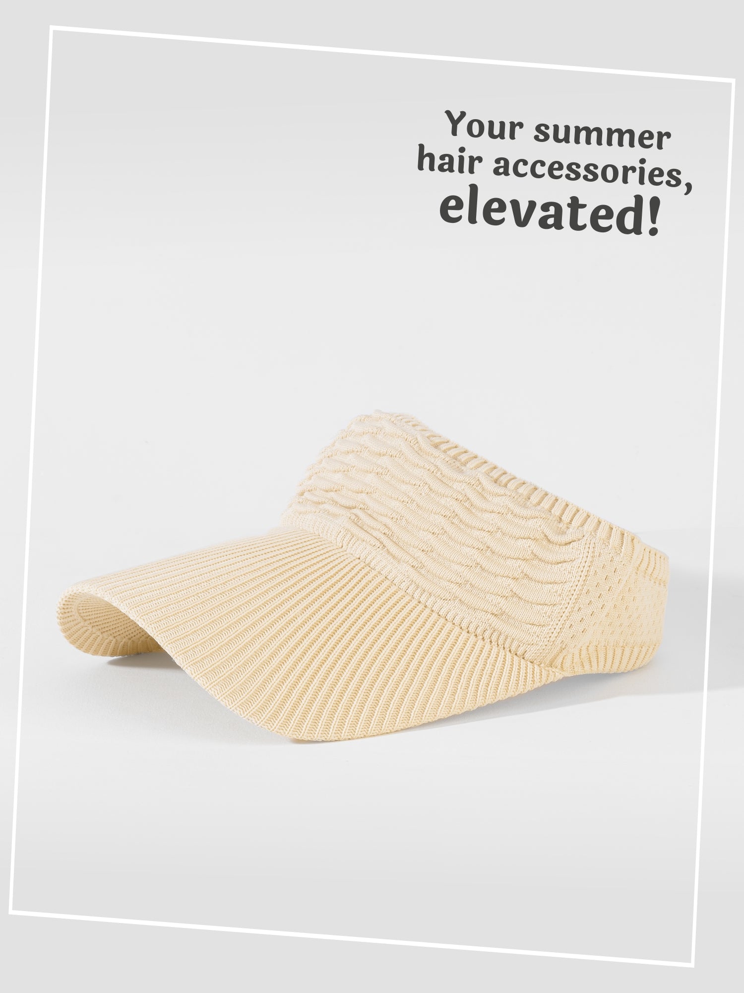 Beige Ribbed Sun Visor Cap